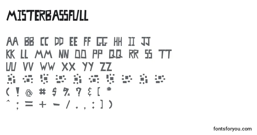 characters of misterbassfull font, letter of misterbassfull font, alphabet of  misterbassfull font