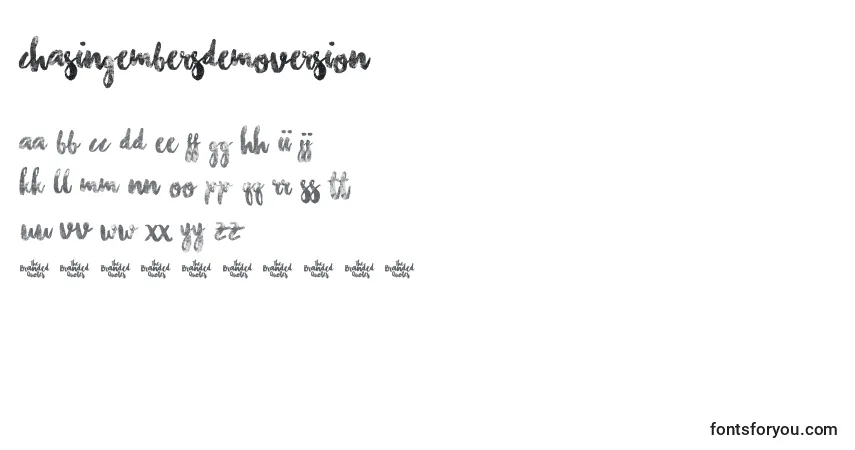 characters of chasingembersdemoversion font, letter of chasingembersdemoversion font, alphabet of  chasingembersdemoversion font