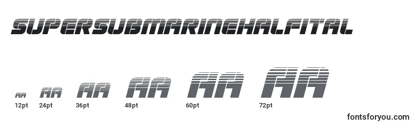 sizes of supersubmarinehalfital font, supersubmarinehalfital sizes