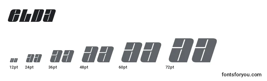 sizes of elda font, elda sizes
