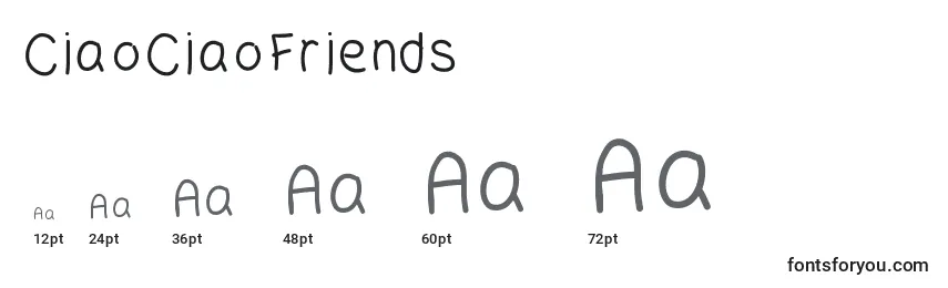 sizes of ciaociaofriends font, ciaociaofriends sizes