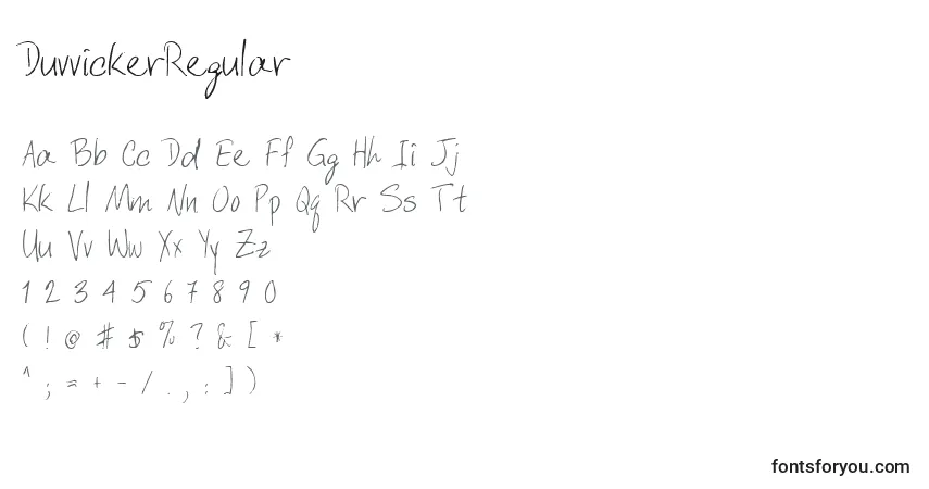 characters of duvvickerregular font, letter of duvvickerregular font, alphabet of  duvvickerregular font