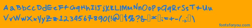 MalcolmsHandwriting Font – Blue Fonts on Orange Background