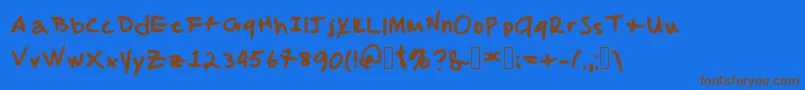 MalcolmsHandwriting Font – Brown Fonts on Blue Background