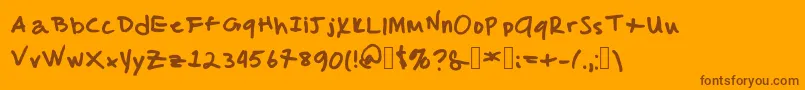MalcolmsHandwriting Font – Brown Fonts on Orange Background