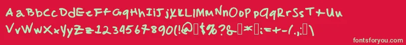 MalcolmsHandwriting Font – Green Fonts on Red Background