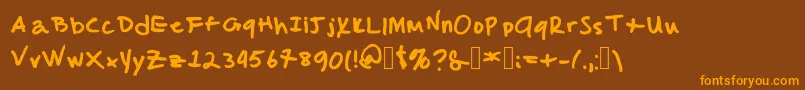 MalcolmsHandwriting Font – Orange Fonts on Brown Background