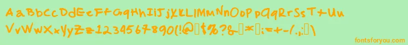 MalcolmsHandwriting Font – Orange Fonts on Green Background