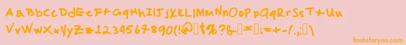 MalcolmsHandwriting Font – Orange Fonts on Pink Background