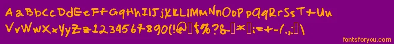 MalcolmsHandwriting Font – Orange Fonts on Purple Background