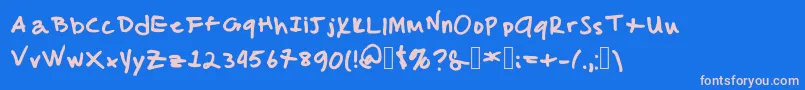MalcolmsHandwriting Font – Pink Fonts on Blue Background