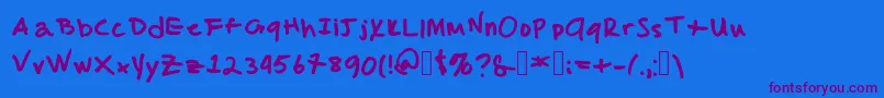 MalcolmsHandwriting Font – Purple Fonts on Blue Background