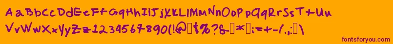 MalcolmsHandwriting Font – Purple Fonts on Orange Background