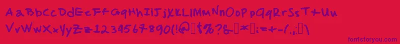 MalcolmsHandwriting Font – Purple Fonts on Red Background