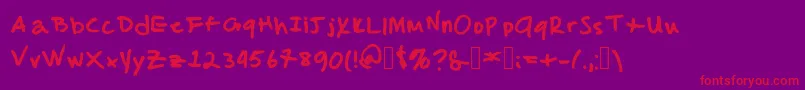 Czcionka MalcolmsHandwriting – czerwone czcionki na fioletowym tle