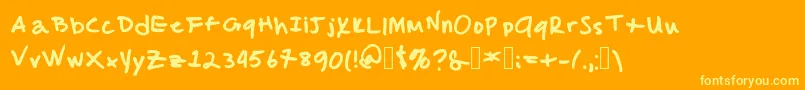 MalcolmsHandwriting Font – Yellow Fonts on Orange Background