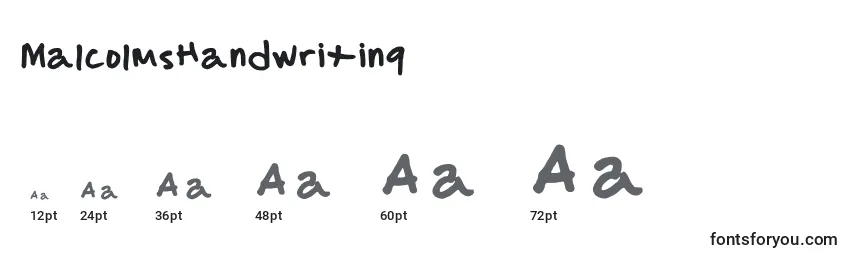 MalcolmsHandwriting Font Sizes