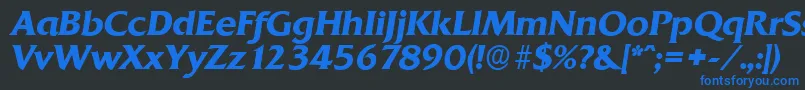 QuadratserialBolditalic Font – Blue Fonts on Black Background