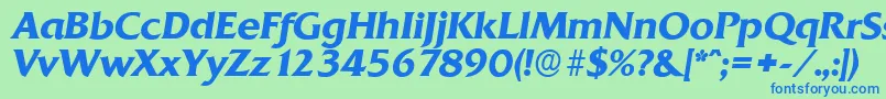 QuadratserialBolditalic Font – Blue Fonts on Green Background