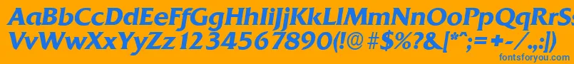 QuadratserialBolditalic Font – Blue Fonts on Orange Background