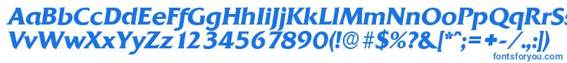 フォントQuadratserialBolditalic – 白い背景に青い文字