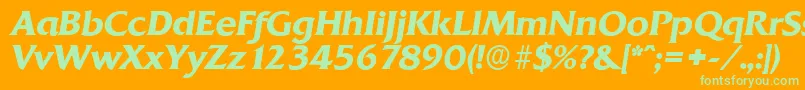 QuadratserialBolditalic-fontti – vihreät fontit oranssilla taustalla