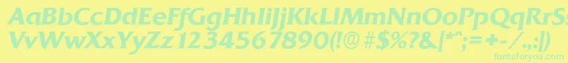 QuadratserialBolditalic Font – Green Fonts on Yellow Background