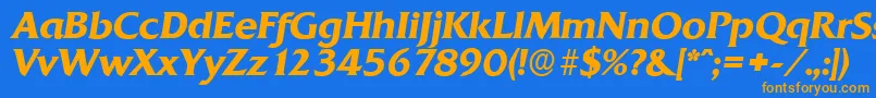 QuadratserialBolditalic Font – Orange Fonts on Blue Background