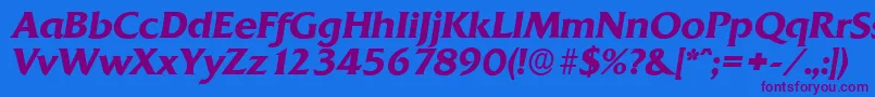 QuadratserialBolditalic Font – Purple Fonts on Blue Background
