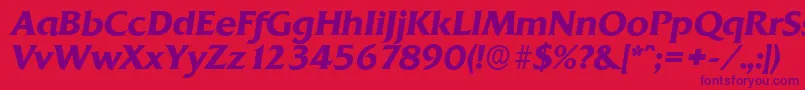 Czcionka QuadratserialBolditalic – fioletowe czcionki na czerwonym tle