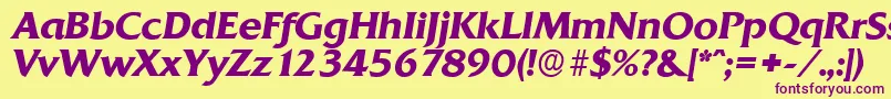 QuadratserialBolditalic Font – Purple Fonts on Yellow Background