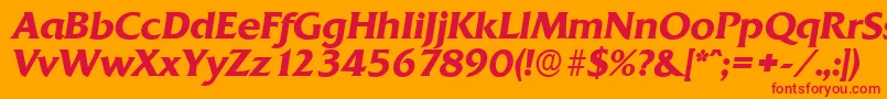 QuadratserialBolditalic Font – Red Fonts on Orange Background