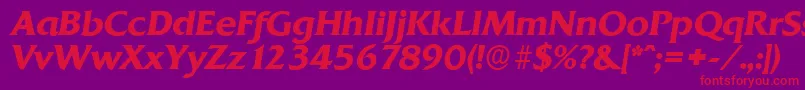 QuadratserialBolditalic Font – Red Fonts on Purple Background