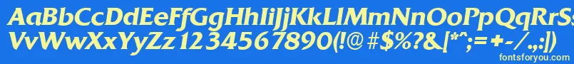 QuadratserialBolditalic Font – Yellow Fonts on Blue Background