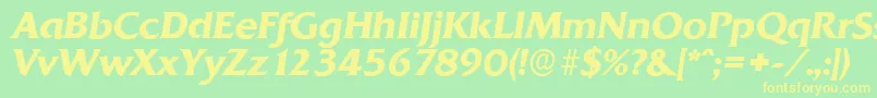 QuadratserialBolditalic Font – Yellow Fonts on Green Background