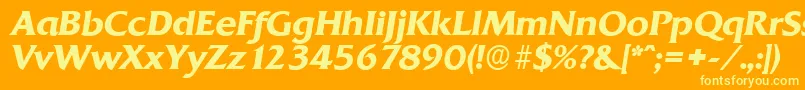 QuadratserialBolditalic Font – Yellow Fonts on Orange Background
