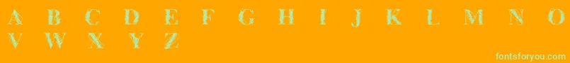 Cfwireframe-Schriftart – Grüne Schriften auf orangefarbenem Hintergrund