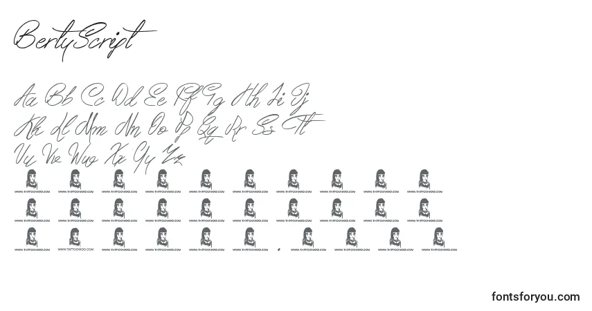 BertyScript Font – alphabet, numbers, special characters