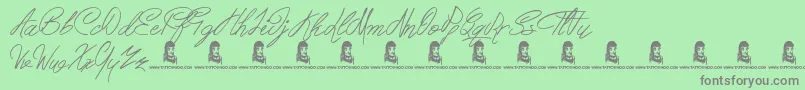 BertyScript Font – Gray Fonts on Green Background