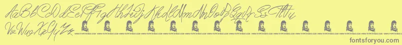 BertyScript Font – Gray Fonts on Yellow Background