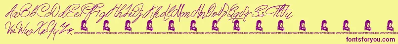 BertyScript Font – Purple Fonts on Yellow Background