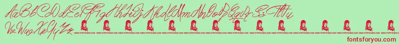 Czcionka BertyScript – czerwone czcionki na zielonym tle