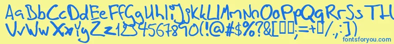 Weitere Informationen zur InHisHands-Schriftart InHisHands-Schriftart – Blaue Schriften auf gelbem Hintergrund