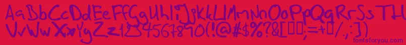 InHisHands-Schriftart – Violette Schriften auf rotem Hintergrund