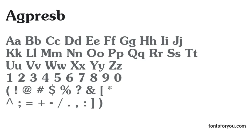 Fuente Agpresb - alfabeto, números, caracteres especiales