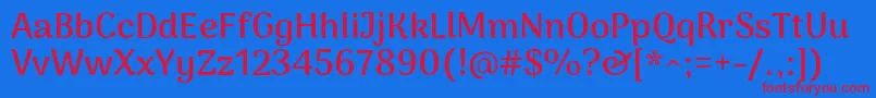 Czcionka ArimakoshiBold – czerwone czcionki na niebieskim tle