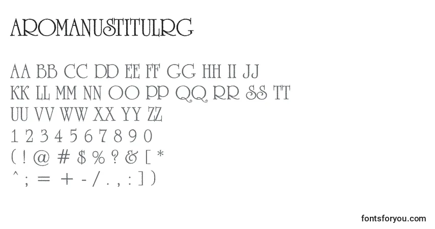 A fonte ARomanustitulrg – alfabeto, números, caracteres especiais