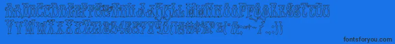 Instantzenout-Schriftart – Schwarze Schriften auf blauem Hintergrund