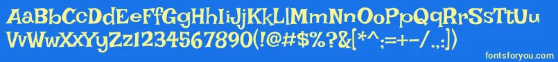 Irishgrover-Schriftart – Gelbe Schriften auf blauem Hintergrund
