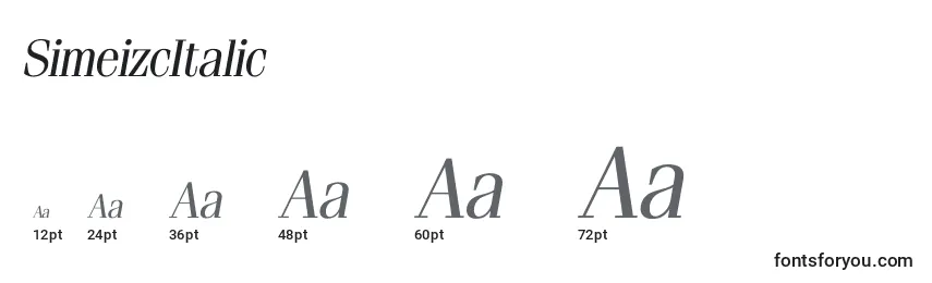 Размеры шрифта SimeizcItalic
